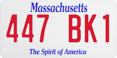 MA license plate 447BK1