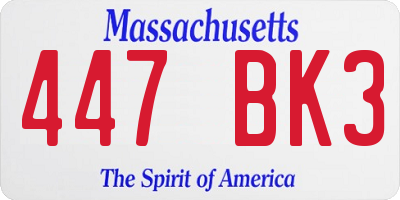 MA license plate 447BK3
