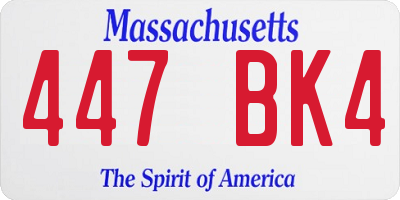 MA license plate 447BK4