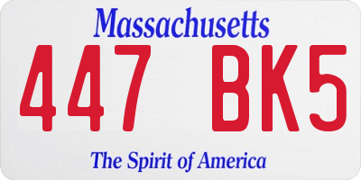 MA license plate 447BK5
