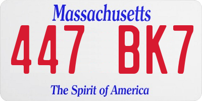 MA license plate 447BK7