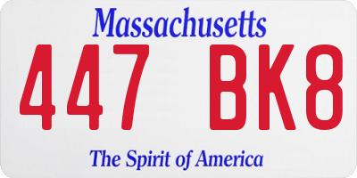 MA license plate 447BK8
