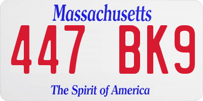 MA license plate 447BK9