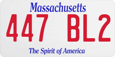 MA license plate 447BL2