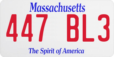 MA license plate 447BL3