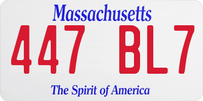 MA license plate 447BL7