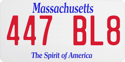 MA license plate 447BL8