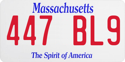 MA license plate 447BL9