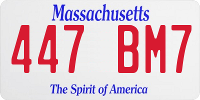MA license plate 447BM7