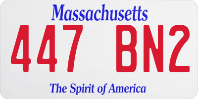MA license plate 447BN2