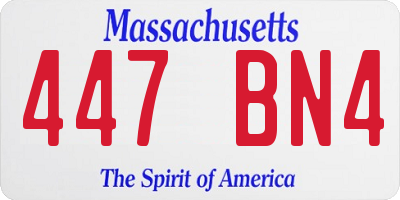 MA license plate 447BN4