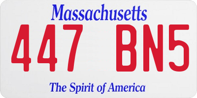 MA license plate 447BN5