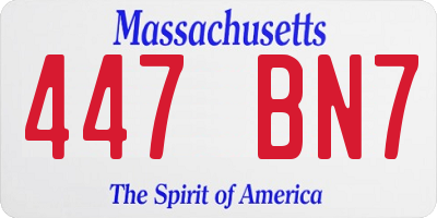 MA license plate 447BN7