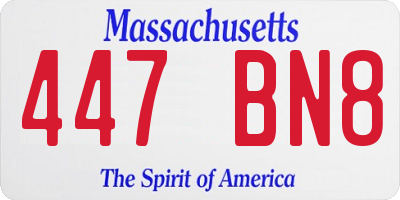 MA license plate 447BN8