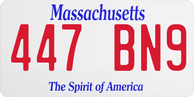 MA license plate 447BN9