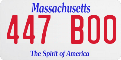 MA license plate 447BO0