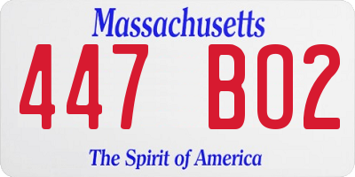 MA license plate 447BO2