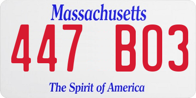 MA license plate 447BO3