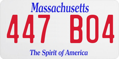 MA license plate 447BO4
