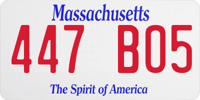 MA license plate 447BO5