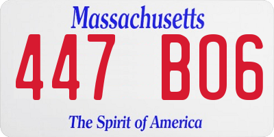 MA license plate 447BO6