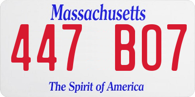 MA license plate 447BO7