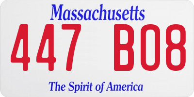 MA license plate 447BO8
