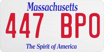 MA license plate 447BP0