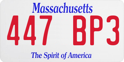 MA license plate 447BP3