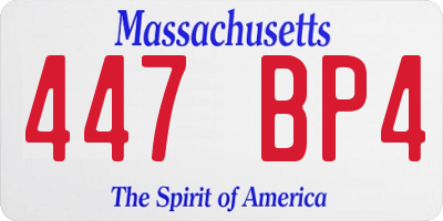 MA license plate 447BP4