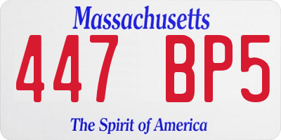 MA license plate 447BP5