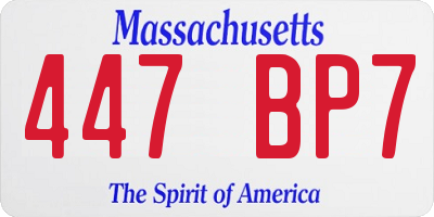 MA license plate 447BP7