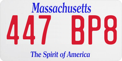 MA license plate 447BP8