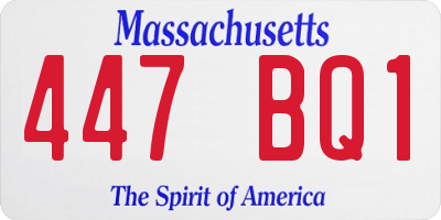 MA license plate 447BQ1