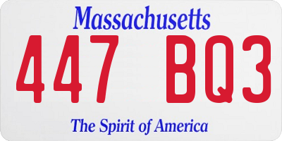 MA license plate 447BQ3