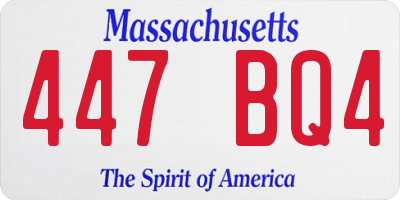 MA license plate 447BQ4