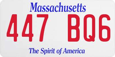MA license plate 447BQ6