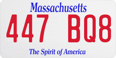 MA license plate 447BQ8