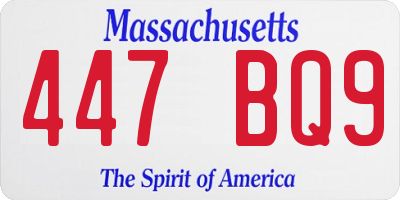 MA license plate 447BQ9