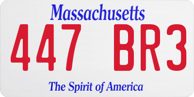 MA license plate 447BR3