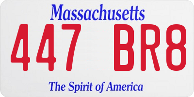 MA license plate 447BR8
