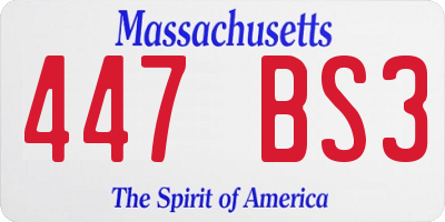 MA license plate 447BS3