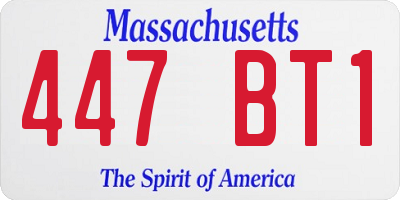 MA license plate 447BT1