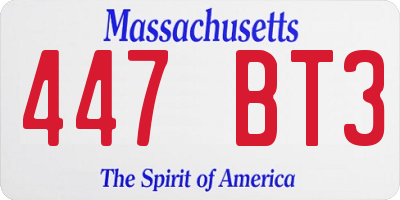 MA license plate 447BT3