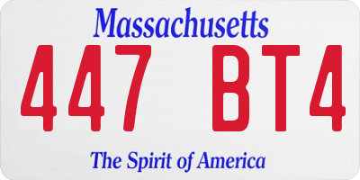 MA license plate 447BT4