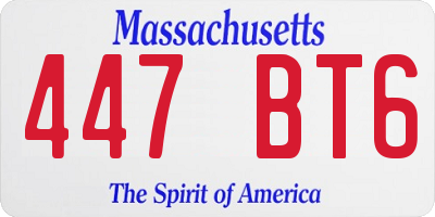 MA license plate 447BT6