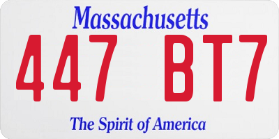 MA license plate 447BT7