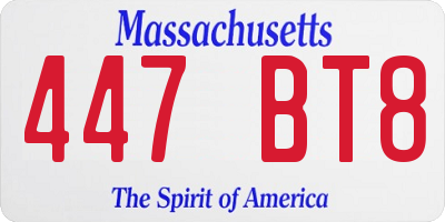 MA license plate 447BT8