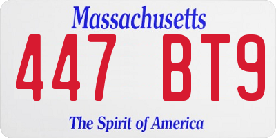 MA license plate 447BT9