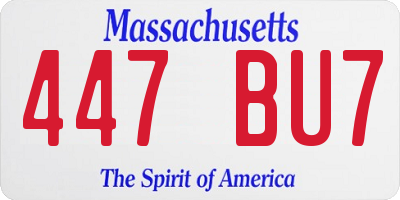 MA license plate 447BU7